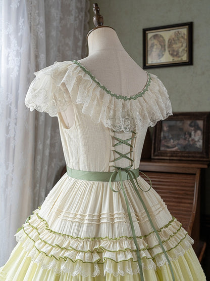 Dress Lolita Green Style Gradient House Square Neckline Pink