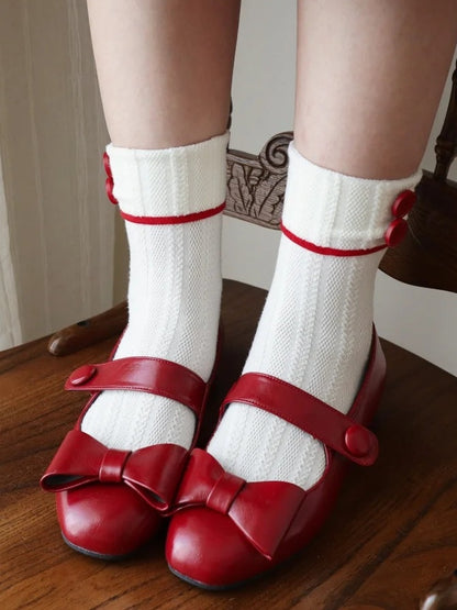 Lolita Bow Design Low-heel Red Fit Slip-in Mary Classic Top at Janes