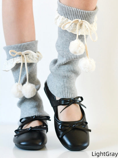 7 Colors Warmers Decorated Pom-Pom Ruffled Leg