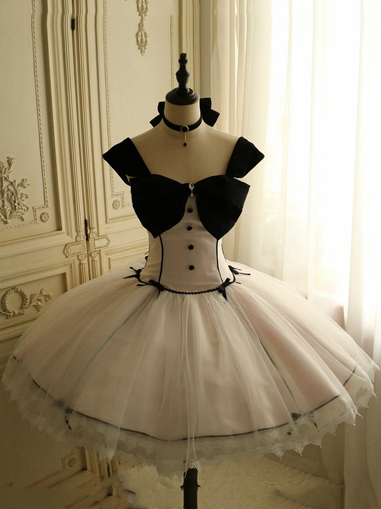 Pink Boned Waist Balletcore Lolita Birthday Dress Homecoming Dress