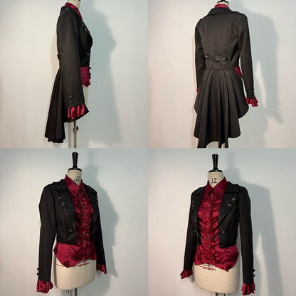 with Silver Train Buttons Black Detachable Accents Cropped Ouji and Jacket Chain Fashion