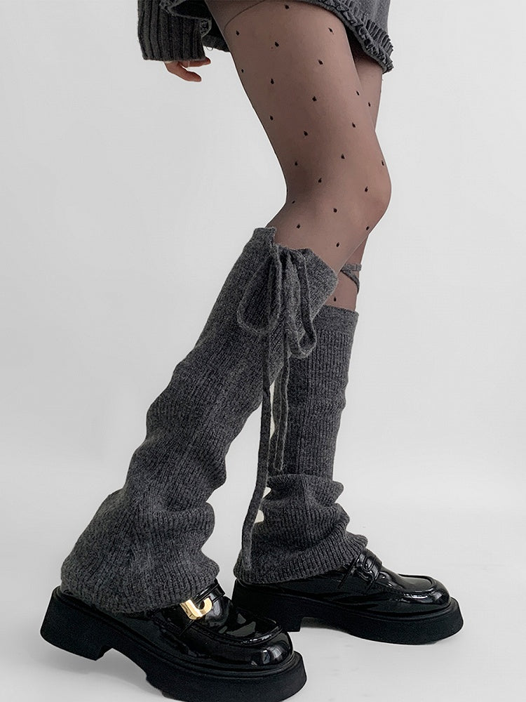 Straps Red/Gray/Coffee JK Leg Flared Warmers Design Bow