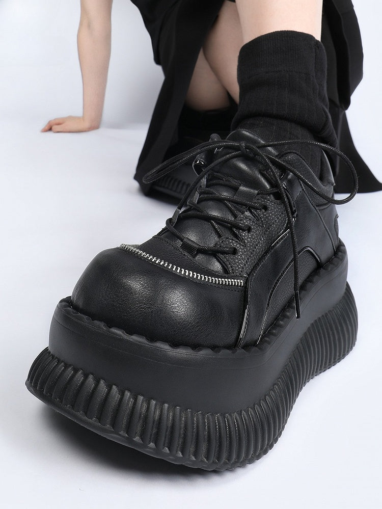 with Black Shoes Lace-up Closure Platform Gothic