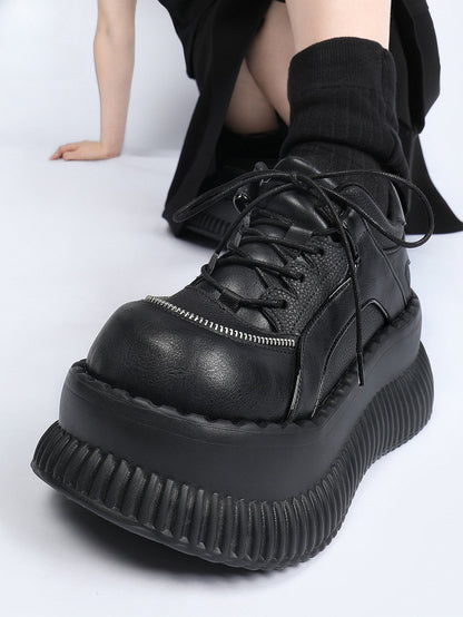 with Black Shoes Lace-up Closure Platform Gothic
