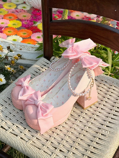 Shoes Mary Sweet Bowknot Round Pink Details Toe Janes Platform Lolita