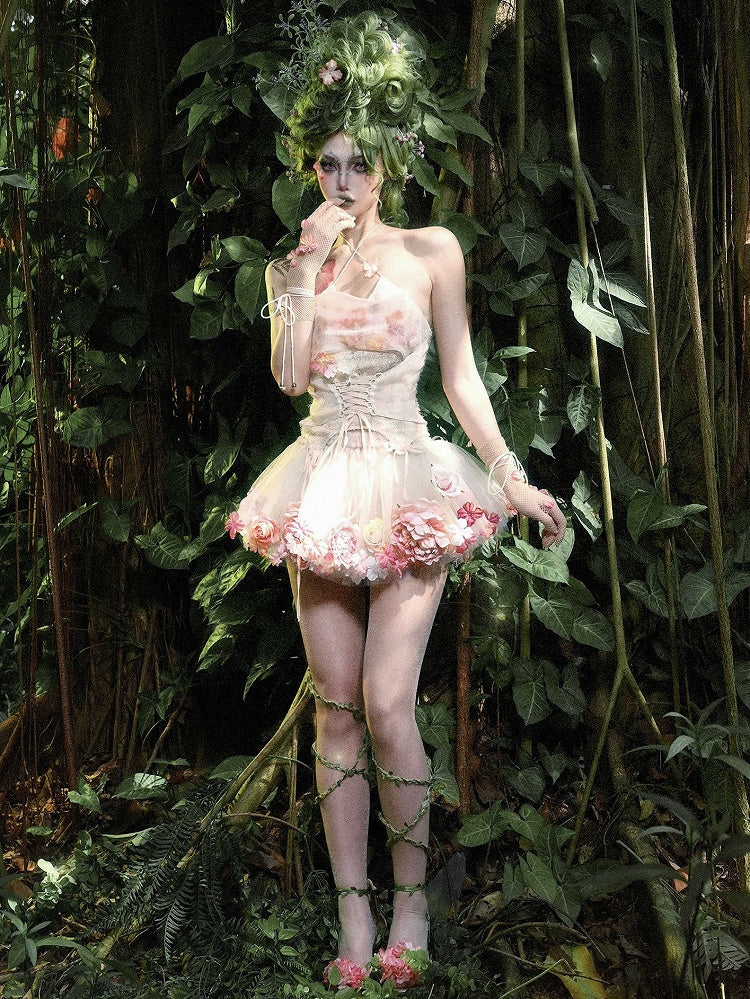 Neckholder-Top mit Blumenmuster und Wasserfallausschnitt zum Selbstbinden