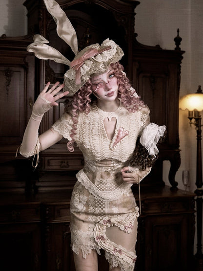 Cutout Love Short Romantic Sleeves Top Corset Goth