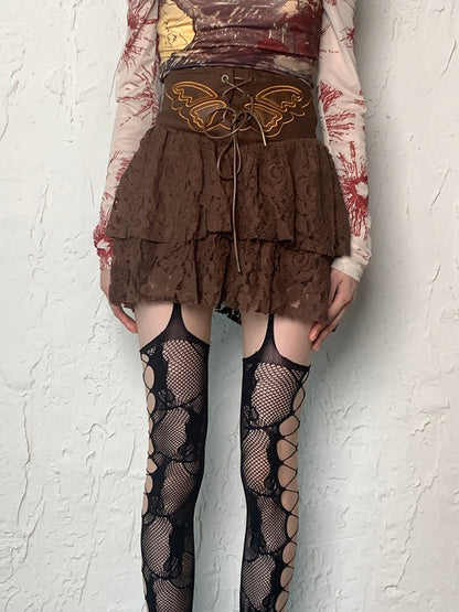 Design Strapsstrümpfe Details Schwarz/Weiß/Rosa/Rot/Grau Cut-out Netz