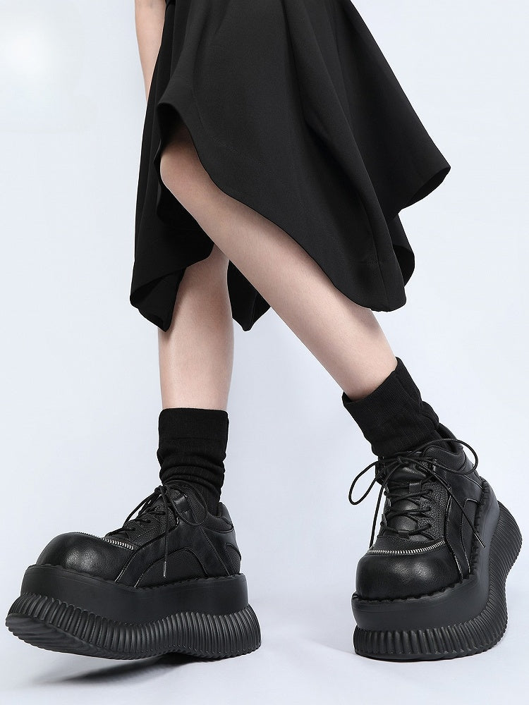 with Black Shoes Lace-up Closure Platform Gothic