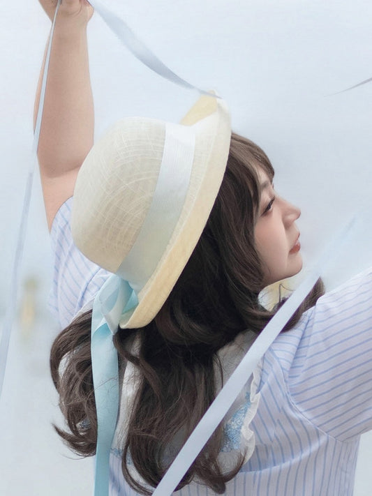 Hat Decorated Blue Ribbon