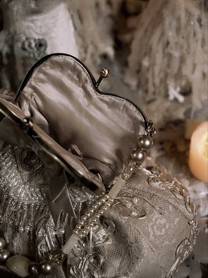 Vintage Hand Bead Kiss-lock Tassels Closure Bag