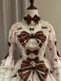 with Bows Chain Lace Beaded Choker Brown and