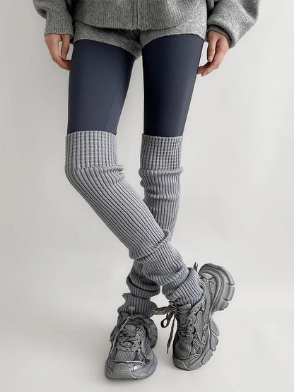 (3 Ribbed Bow Detachable Colors) Leg Warmers