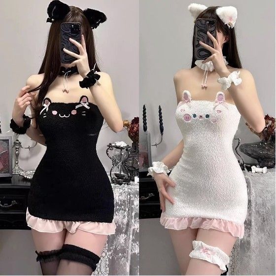 Sweet Bunny & Kitty Strapless Bodycon Dress