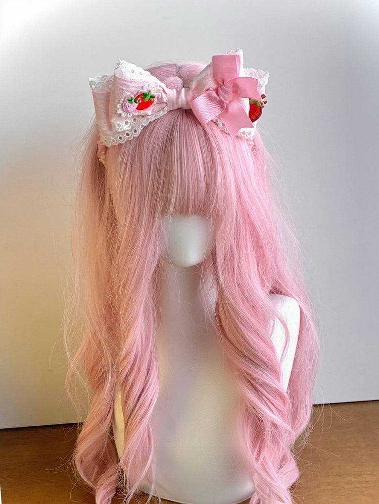 Pink Lace Bow KC with Strawberry Charm - Bow Terminator