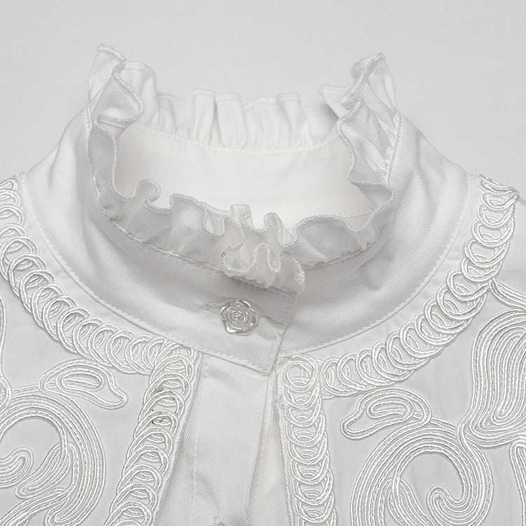Retro Wide Goth Shirt Shoulder White