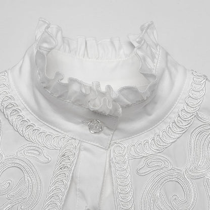 Retro Wide Goth Shirt Shoulder White