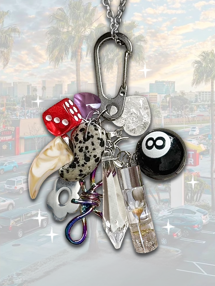 Y2K Silber Würfel Billard Ball Charm Schlüsselanhänger