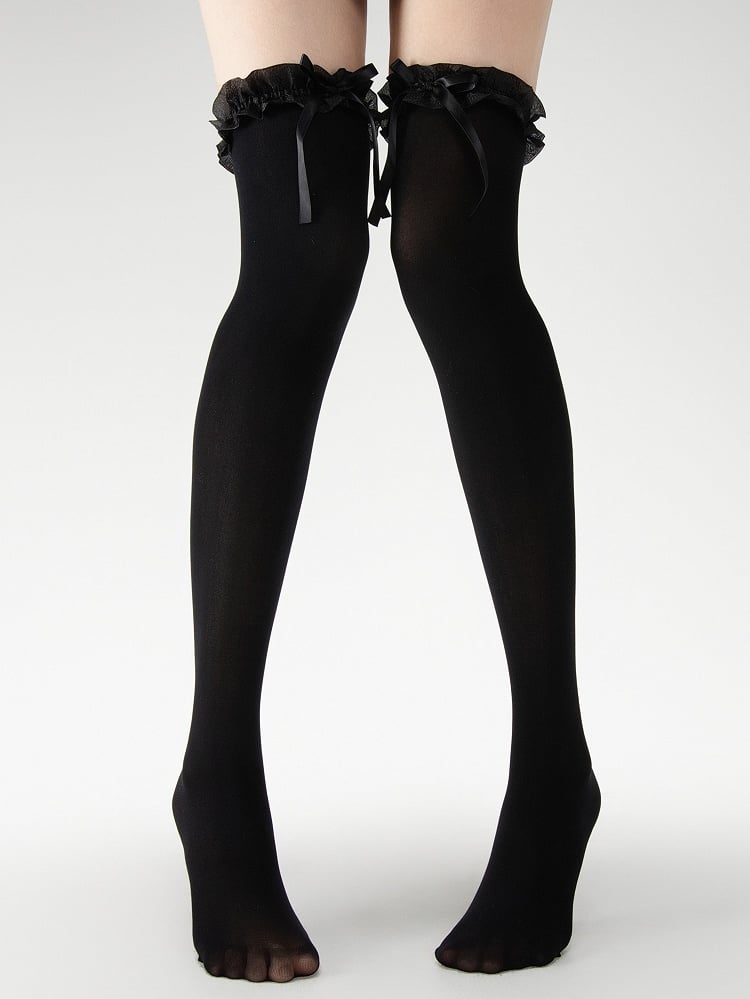 4 Bow 50CM Slimming Over Trim Colors Knee Stockings