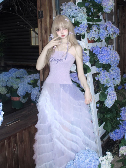 Floor Length Tulle Tiered Skirt Lavender Balletcore