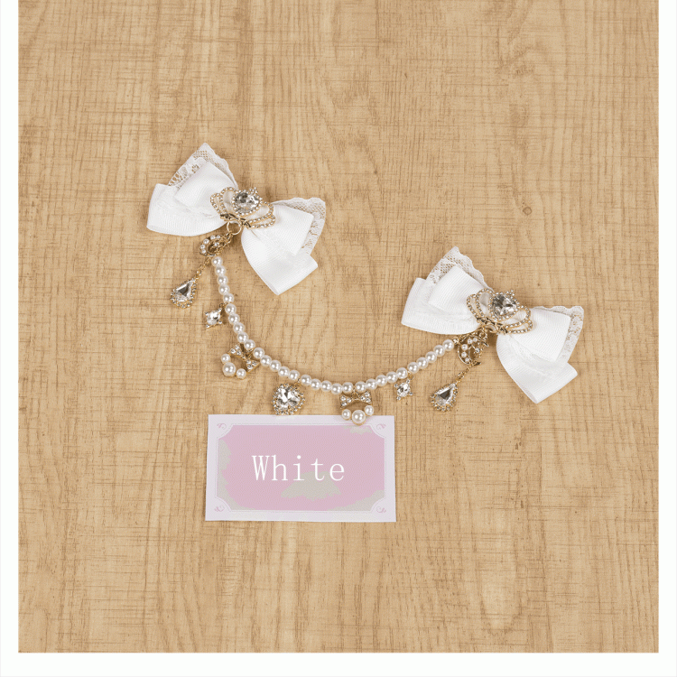 Celestial Collection Moon Options Jirai Kei Bowknot Hairclips with Beaded Chain Gemstone Star 5 Color