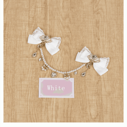 Celestial Collection Moon Options Jirai Kei Bowknot Hairclips with Beaded Chain Gemstone Star 5 Color