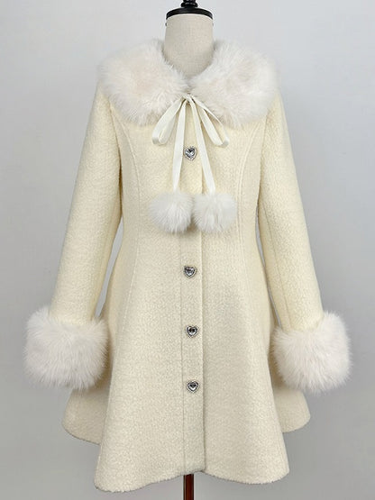 Coat Off-White Landmine Style Wool and Rhinestone 70% Furry Embellished Cuffs Collar Slim-Fit with