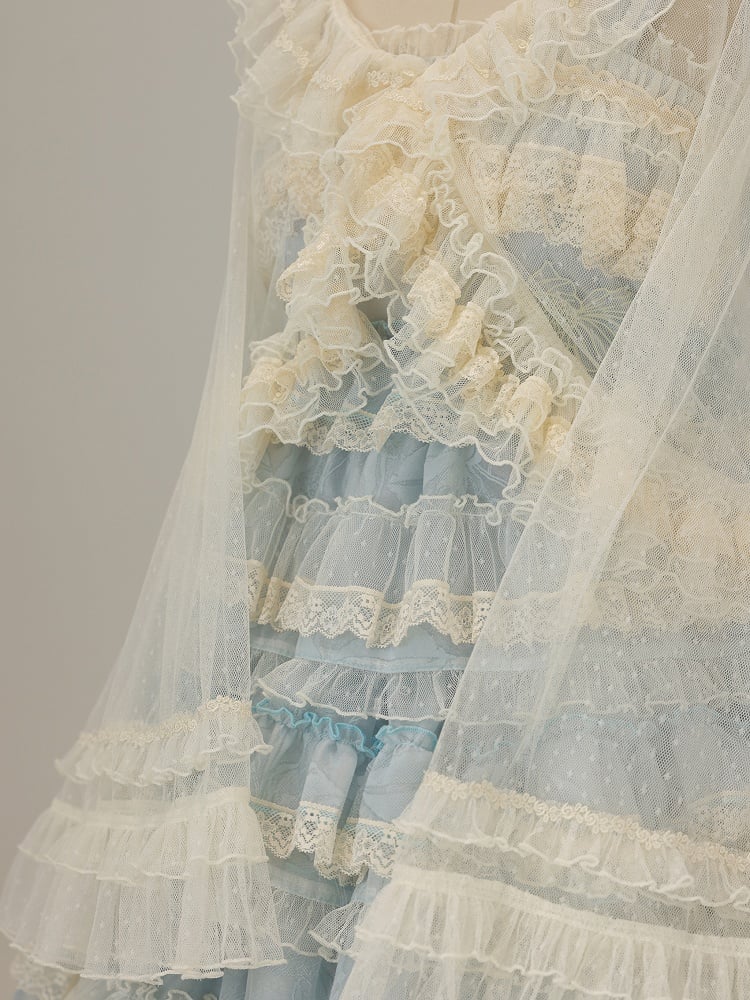 Tüll Rüschen Beige Top Lolita Spitze