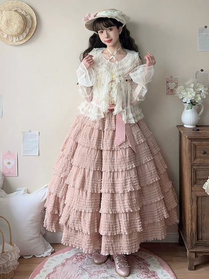 Tea-Length Ruffled Underskirt with Tiered Details - Miss Point