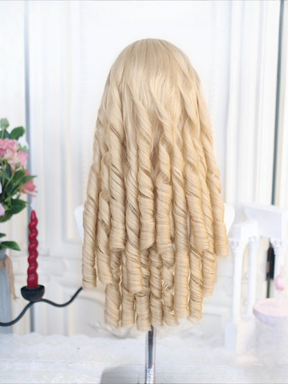 長さ：前髪カール、ウィッグ付き、フルローマンブロンド、50～55cm