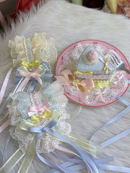 with Candy Lolita and Hairband Bead Lace Bow Accents Sweet Pastel