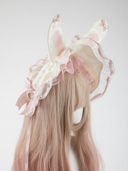 Accents Ivory Pink with Pastel Bunny-Ear Bonnet Lace