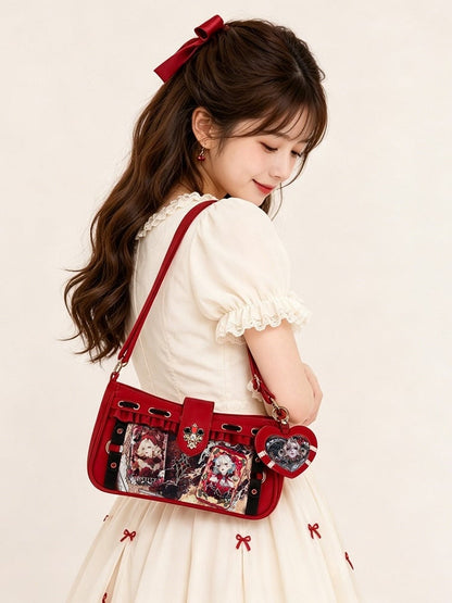Sac Ita cœur et couronne en PU rouge - thejunco