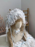 Blue Lace Ruffled Light Hairband White