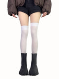 White/Black Print Overknee Stockings