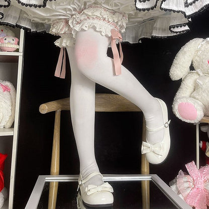 Sweet Lolita White Mary Janes with Heart Snap & Bow Decor