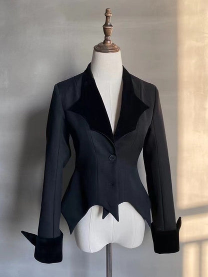 Gothic and Collar Lolita with Black Blazer Bat Velvet Cuff