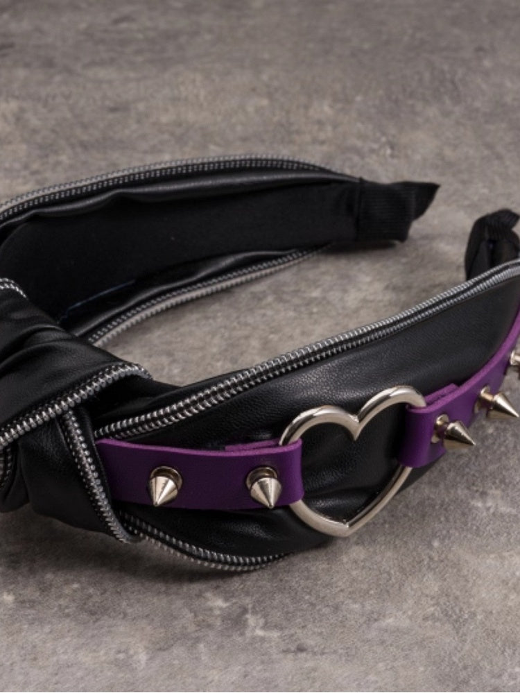 Schnallennieten Schwarz KC Lila und Knoten verziertes Gothic-Design