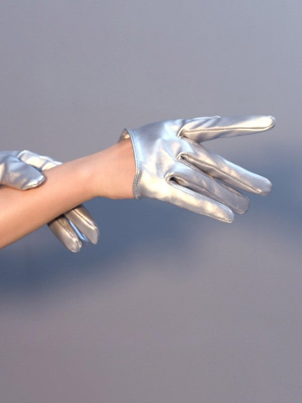 PU Silver Cyberpunk Gloves