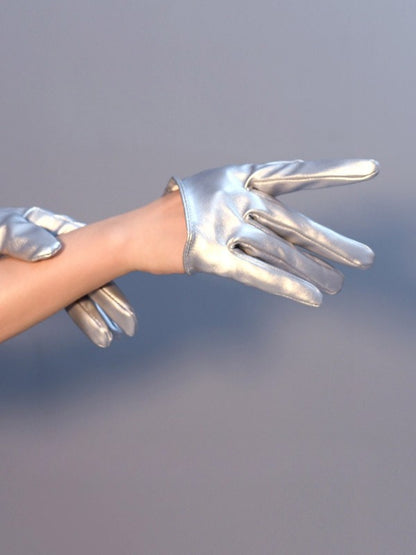 PU Silver Cyberpunk Gloves