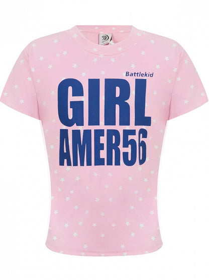 Star Letter Print Pink Tee - Languid Park