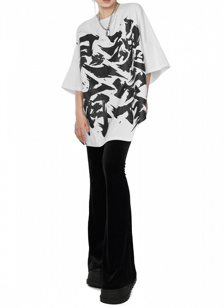 White Unisex T-Shirt Print Graphic Soul with Occupied Oversized