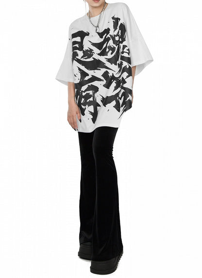 White Unisex T-Shirt Print Graphic Soul with Occupied Oversized