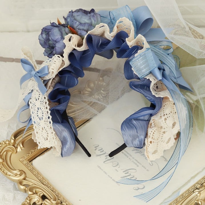 Lolita Lace Blue KC Floral Ruffled Design Elegant