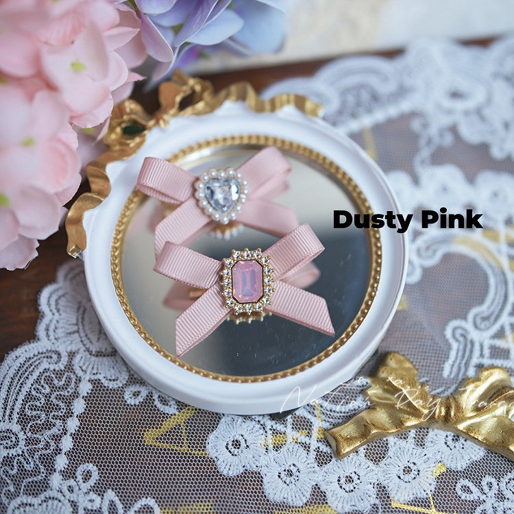 Colors Beaded Rhinestone Jirai Kei Mini Bow Hairclips 5