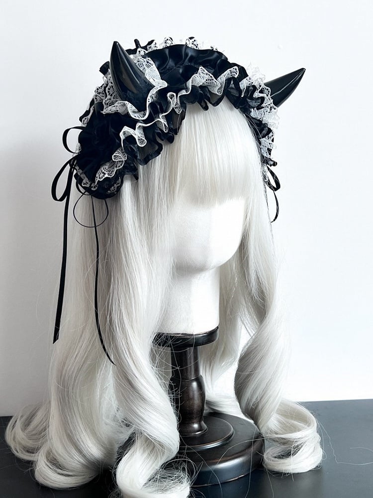 Lace and Color Hairband Devil 8 – Accents with Horn Ruffles Gothic Options