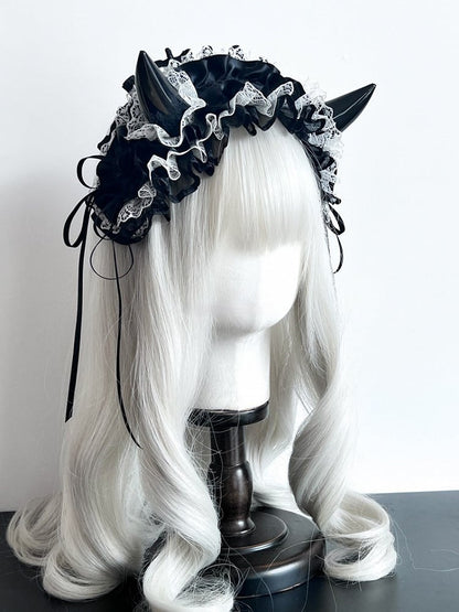 Lace and Color Hairband Devil 8 – Accents with Horn Ruffles Gothic Options