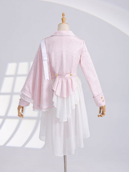 Sakura Pink Cherry Blossom Jacquard Cape Coat - DevilInspired Exclusive Collection