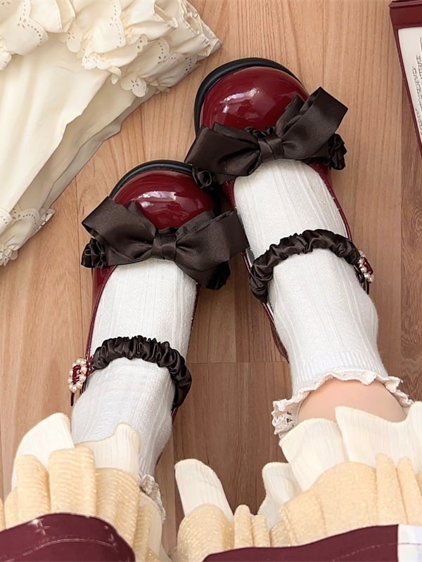 Bow Top - at Lolita Sweet Shoes Red Wine Mid-heel