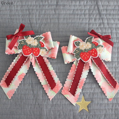 Pink/Blue/Green/Purple Hairclips Design Strawberry Bowknot